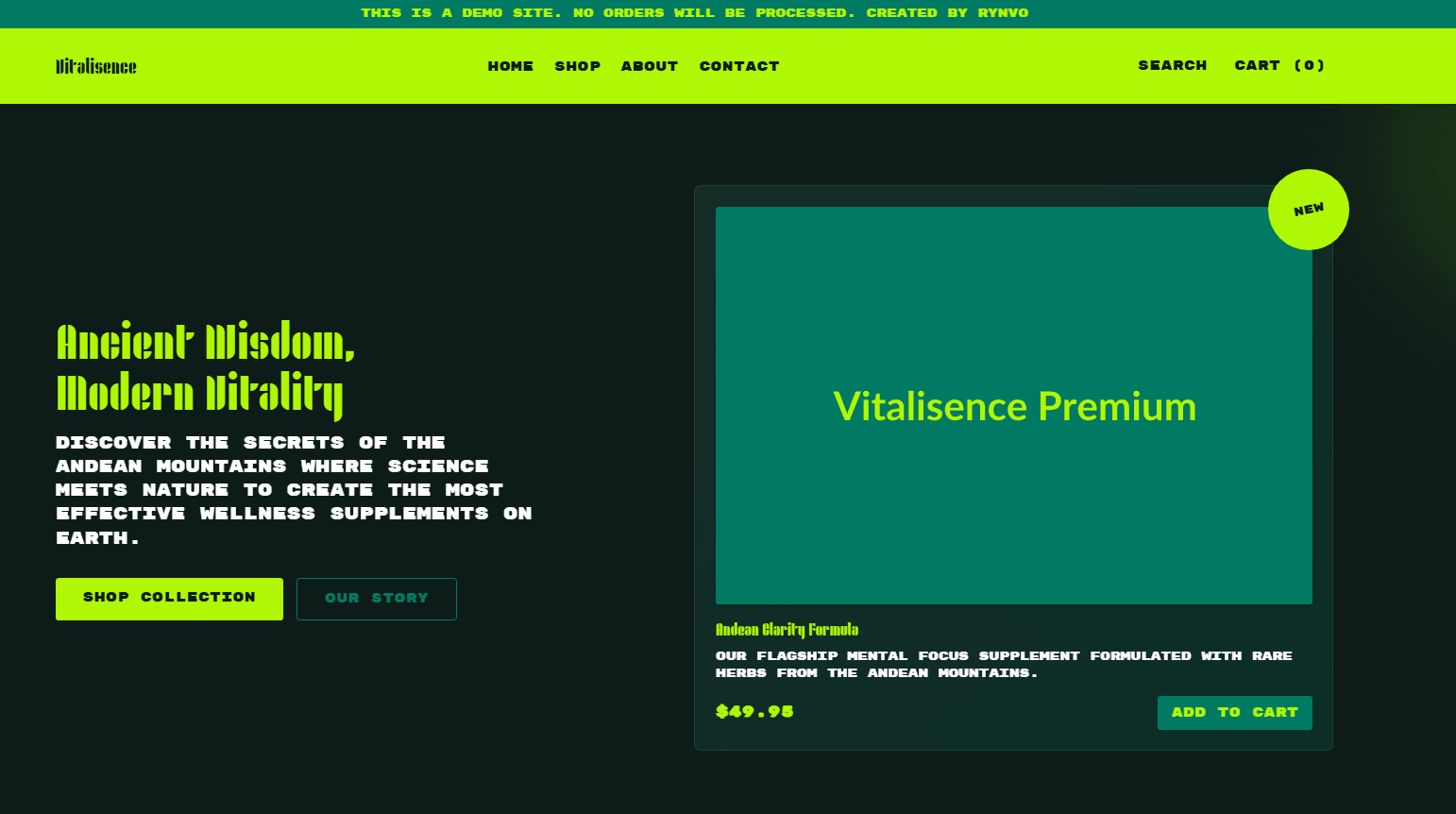 Vitalisense Shopify Demo
